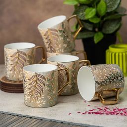 Clay Craft Fine Ceramic Director Coffee Mugs Set Of 6-215 ML Each, Mugs For Coffee-17