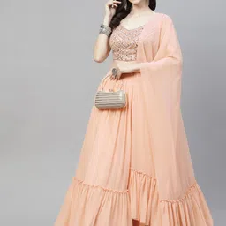 Fusionic Embellished Mirror Work Semi-Stitched Lehenga & Unstitched Blouse With Dupatta-picture-31