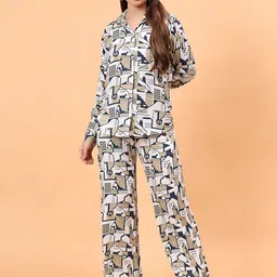 BEACH & HILL Printed Long Sleeves Shirt With Trousers-image-86