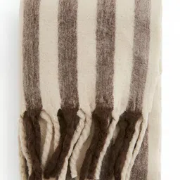 H&M Beige & Brown Patterned Wool-Blend Blanket image 2
