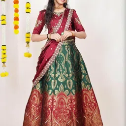 Mr Y Embroidered Sequinned Semi-Stitched Lehenga & Unstitched Blouse With Dupatta-picture-30