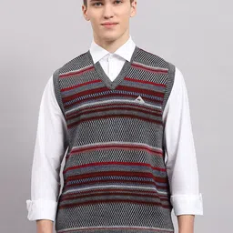 Monte Carlo Men Striped Woollen Sweater Vest-image-62