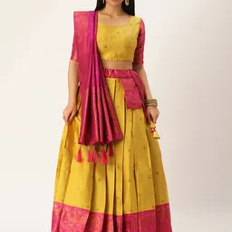 DIVASTRI Semi-Stitched Lehenga & Unstitched Blouse With Dupatta-5
