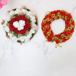 GADINFASHION Set Of 2 Flower Juda Gajra Mogra Bun & Bridal Gajra Hair Accessory Set-image-78