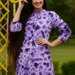 Moda Rapido Tie & Dyed Band Collar A-Line Kurta-picture-11
