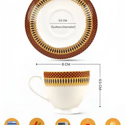 UPC Set of 6-Premium Ceramic Printed Glossy Cups & Saucers image 3