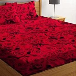 Aura Red Floral 144 TC King Bedsheet with 2 Pillow Covers-image-89