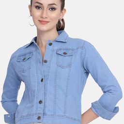 DIMPY GARMENTS Women Lightweight Denim Jacket with Patchwork-58