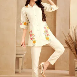 FABMORA Embroidered Top With Trousers Co-Ords-picture-47