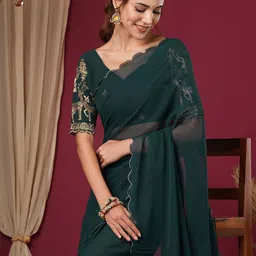 all about you Scallop Saree With Blouse Piece-picture-39