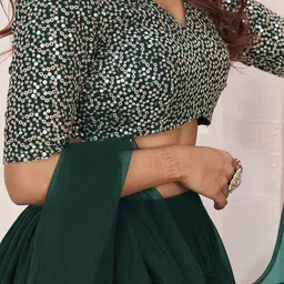 DIVASTRI Embellished Sequinned Semi-Stitched Lehenga & Unstitched Blouse With Dupatta image 2