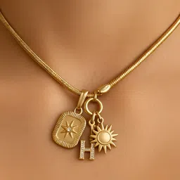 The Jewellery Tale Stainless Steel Gold-Plated Artificial Stones Studded Minimal Necklace-picture-4