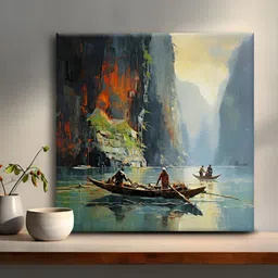 OLIVE TREE Blue & Green Scenery Canvas Painting Wall Art-image-81