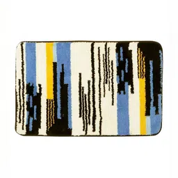 HOKIPO Blue & Black Patterned Microfibre 2800 GSM Bath Rug-image-24