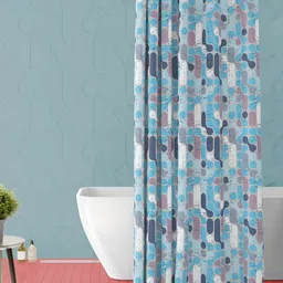 ArtzFolio Blue & White Abstract Printed Waterproof Shower Curtain-1