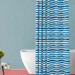ArtzFolio Blue and White Striped Waterproof Shower Curtain-image-31