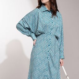 Tokyo Talkies Women Geometric Printed Satin Shirt Midi Dress-image-49