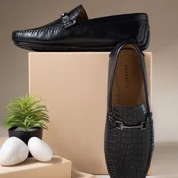 99CRAFTS Men Croco Textured Italian Leather Formal Loafers-image-27