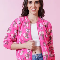 Mast & Harbour Women Floral Lightweight Bomber Jacket-picture-13
