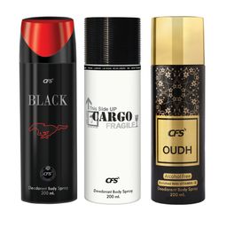 CFS Cargo Fragile Black Oudh Set Of 3 Last Longer Deodorants-200ml Each image 3