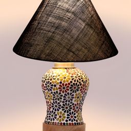Aura Blue Frustum Shaped Wooden Table Lamp-image-21
