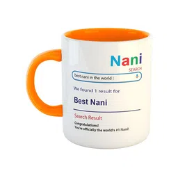 ARTBUG White & Orange Best Nani Printed Ceramic Glossy Coffee Mug-42