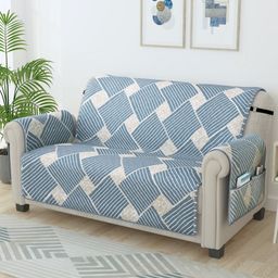 Story@home Grey & White Printed Microfiber 2 Seater Sofa Cover With Arms-picture-28