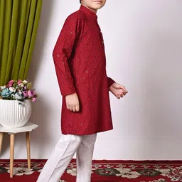 Cae Boys Embroidered Regular Sequinned Kurta with Pyjamas image 3