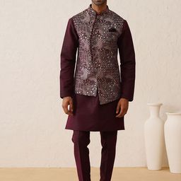 Denis Parkar Men Embroidered Regular Thread Work Top with Pyjamas-image-23