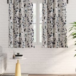 Home Centre Grey & White Set of 2 Floral Window Curtain-80