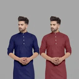 VS MALL Men Maroon Kurtas-image-95