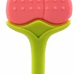 irshyan kidzghar "Baby Fruit Nibbler Rattle With Fruit Shape Silicone Teether for 6 to 12 Months Baby Pack of 2 (Rattle Pink & Peach)" Teether and Feeder image 2