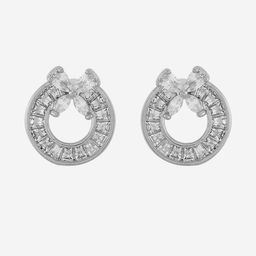 Kushal's Fashion Jewellery Rhodium-Plated Circular Shaped Zircon Studded Studs Earrings-picture-25