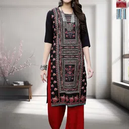HERE&NOW Selection Of 3 Floral Printed Round Neck Straight Kurtas-image-85