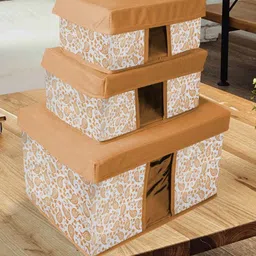 prettykrafts Brown & White 6 Pieces Printed Reusable Multi-Utility Organisers-image-57