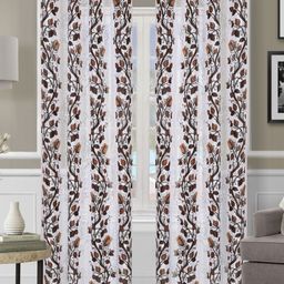 Myntra Elegant Homes Off White & Brown 2 Pieces Floral Semi Sheer Door Curtains-picture-52