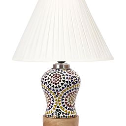 Devansh Off White Wood Traditional Abstract Shaped Table Lamp-17