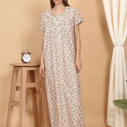 Sweet Dreams Women Printed Pure Cotton Maxi Nightdress-picture-25
