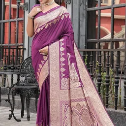 KALINI Purple Pure Silk Woven Design Sarees-image-72