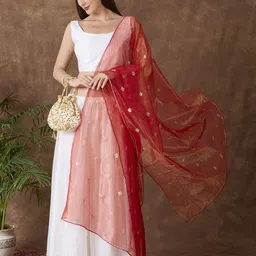 Dupatta Bazaar Embroidered Dupatta with Sequinned-9