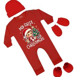 Arvesa Infants My First Christmas Printed Bodysuit with Cap Booties Mitten-picture-40