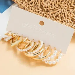 Celestique Set Of 5 Contemporary Hoops Earrings-16