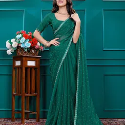 Pionex Embellished Beads and Stones Poly Chiffon Saree-image-25