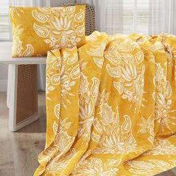 Layers Yellow & White Floral Pure Cotton 200 TC Single Bedsheet with 1 Pillow Covers-image-53