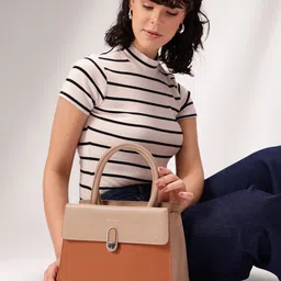 Mast & Harbour Colourblocked Structured Handheld Bag-11