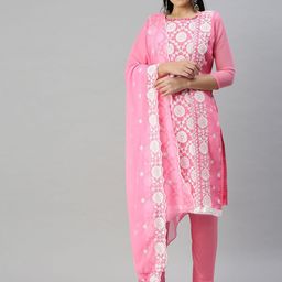 SAINOOR Embroidered Silk Georgette Semi-Stitched Dress Material-image-29