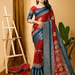 HI FI NX Floral Silk Cotton Banarasi Saree-picture-48