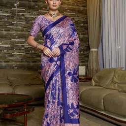 KAYOMMI Abstract Printed Pure Silk Sarees With Blouse Piece-picture-12