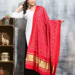 swatika Women Bandhani Printed Zari Dupatta-54