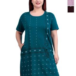 D-LINE Women Plus Size Pack Of 3 Floral Printed Cotton Nightdress-picture-3